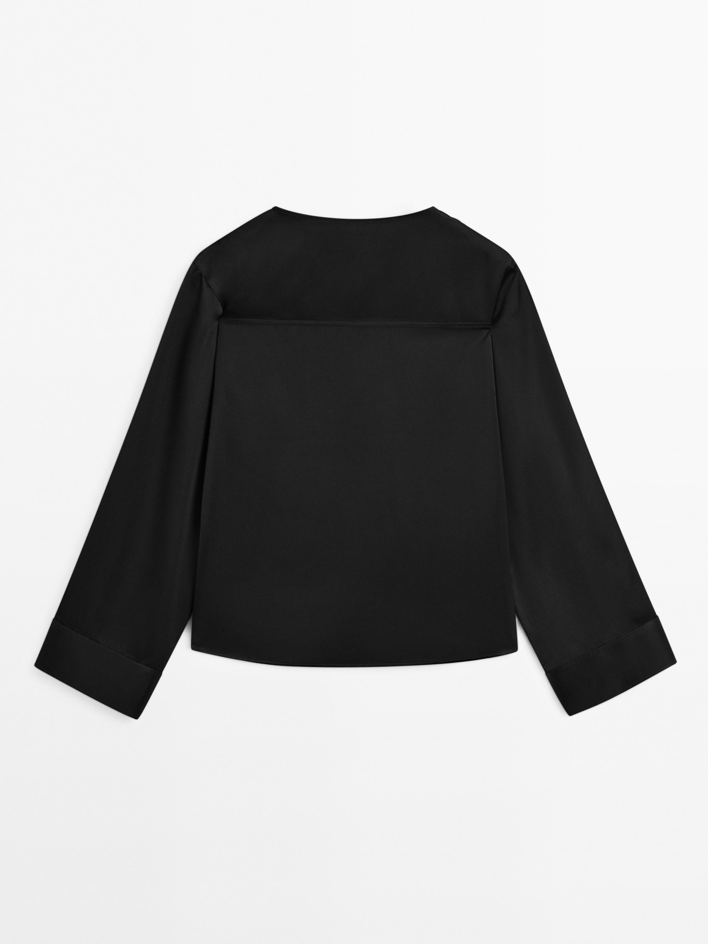 Satin blouse with button detail