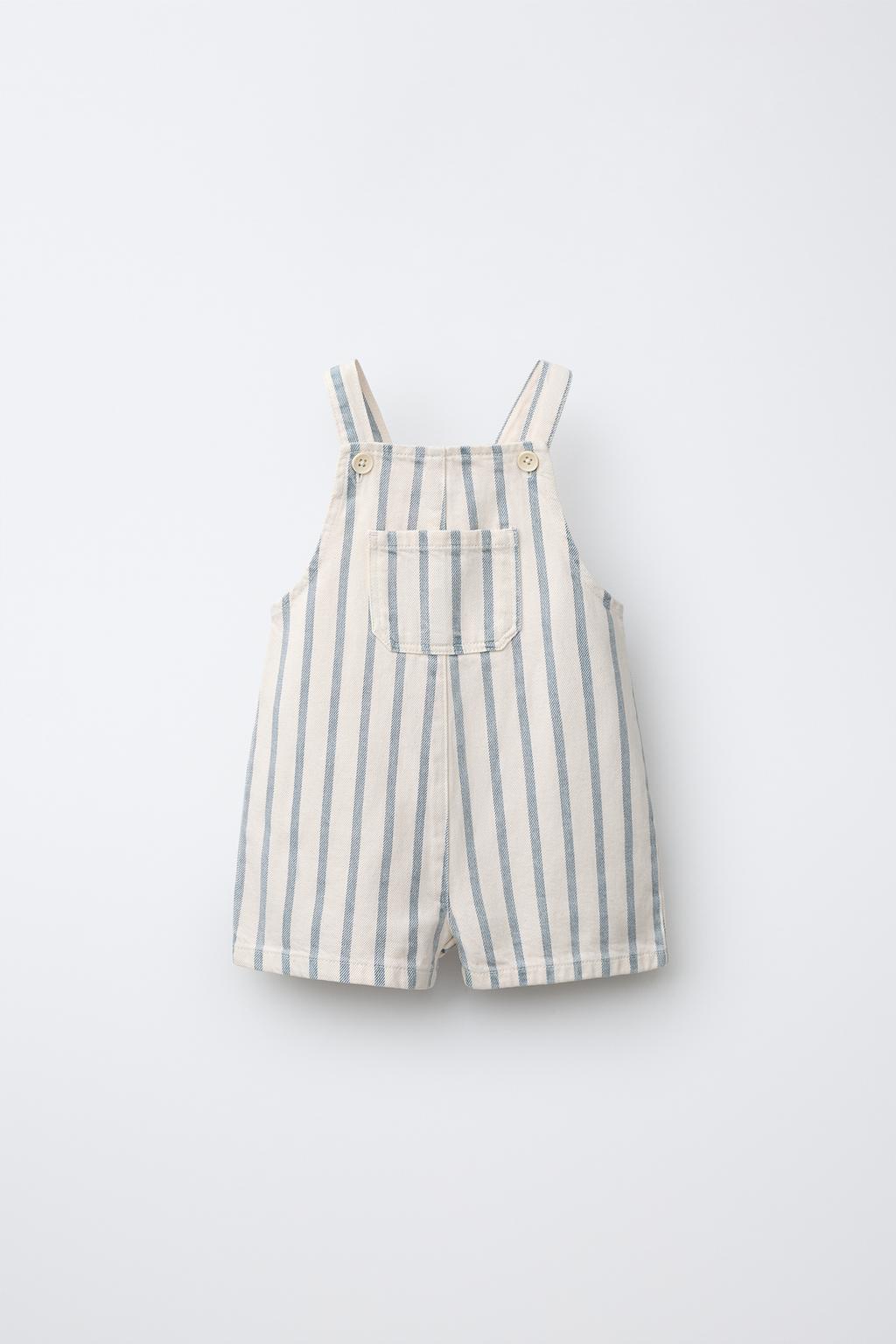STRIPED SHORT DUNGAREES
