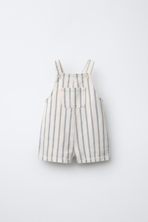 STRIPED SHORT DUNGAREES - Ecru de Zara - Imagen 0