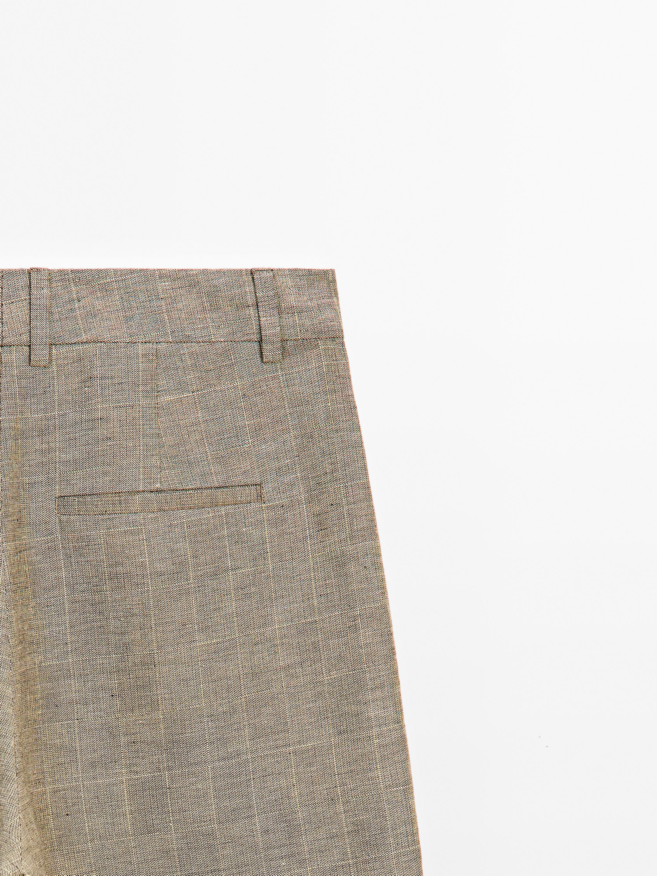 Check cotton blend straight-leg trousers