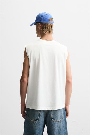 T-SHIRT TANK RELAXED FIT - Blanc de Zara - Image 2