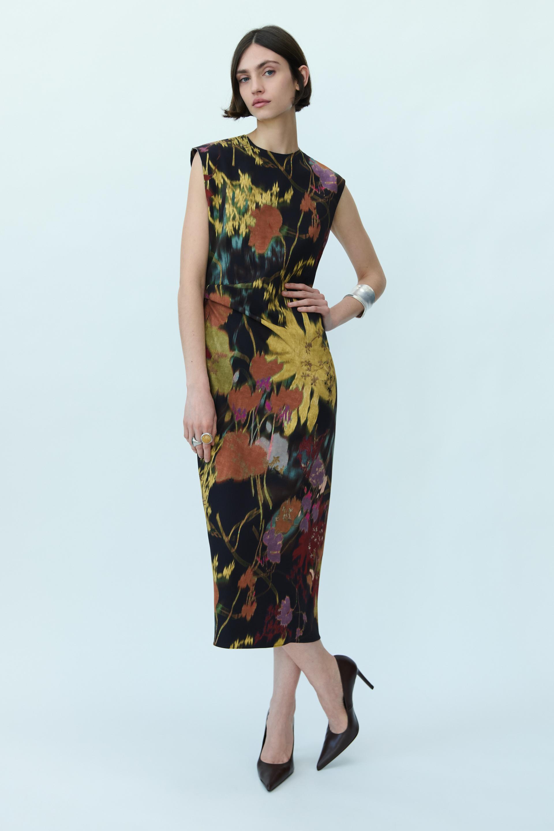 ZW COLLECTION PRINT DRESS Black ZARA New Zealand