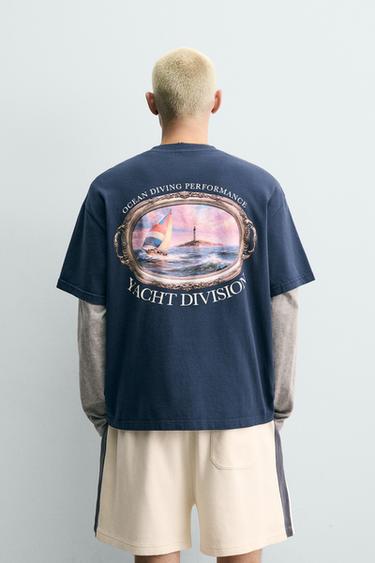 ΜΠΛΟΥΖΑ ΜΕ ΝΑΥΤΙΚΗ ΣΤΑΜΠΑ - Μπλε του Zara