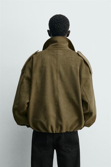 CROPPED FIT FAUX SUEDE JACKET - Light beige by Zara - Image 2