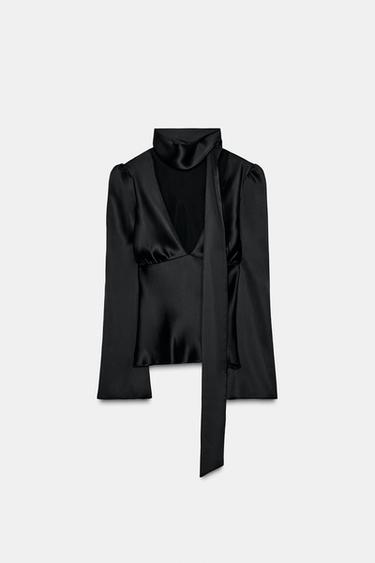 CHEMISE FOULARD SATINÉE - Noir de Zara - Image 5
