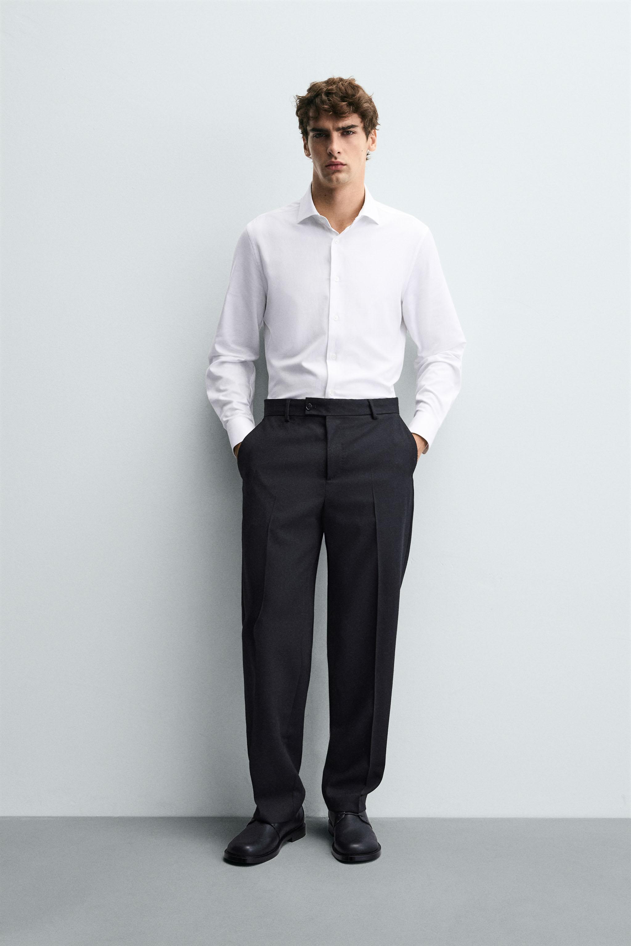 白シャツ レギュラーフィット テクスチャー入りシャツ - ホワイト | ZARA