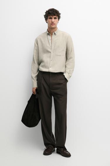 Zara 100% wool relaxed fit pants - Brown - Image 0