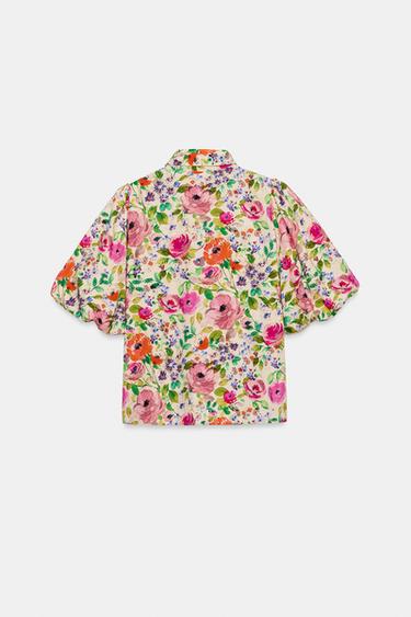 CHEMISE À IMPRIMÉ FLEURI AVEC LACETS - Multicolore de Zara - Image 2