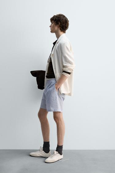 STRIPED BERMUDA SHORTS LIMITED EDITION - Sky blue by Zara - Image 4