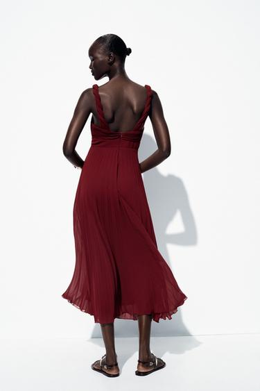 ROBE MIDI PLISSÉE - Terracota de Zara - Image 5