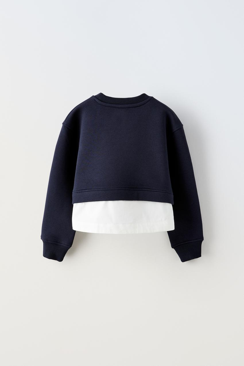 New Start Cropped Oversized T-Shirt in Navy