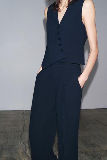 Zara ZW COLLECTION ASYMMETRIC VEST - Navy blue