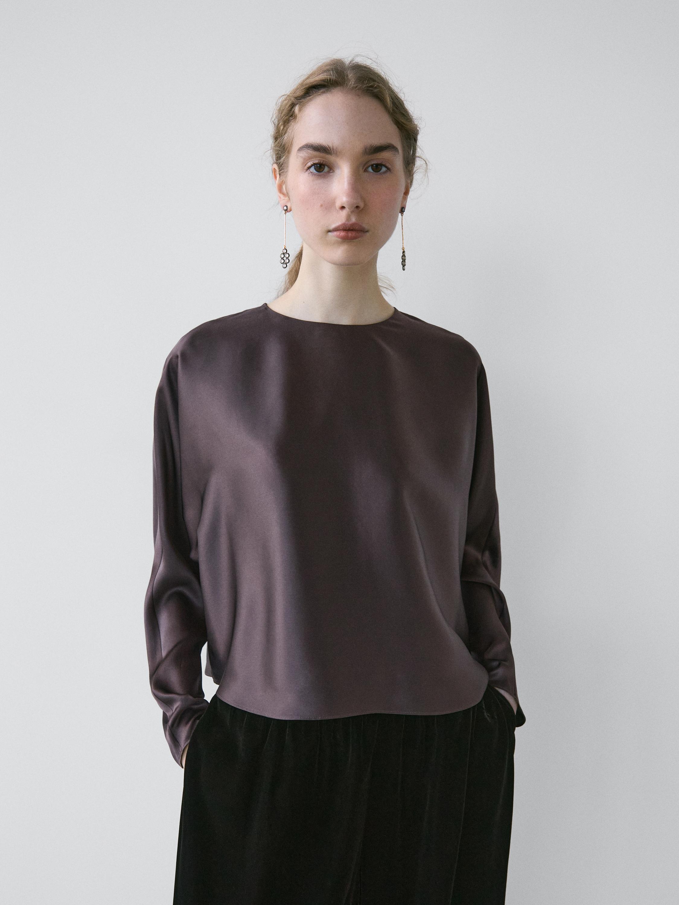100% silk short batwing sleeve blouse - STUDIO