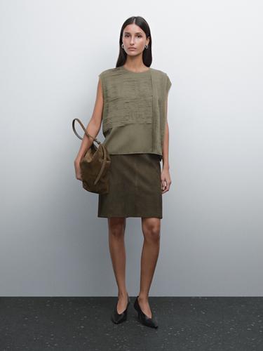Zara Frayed top with fabric detail - Green - Image 0