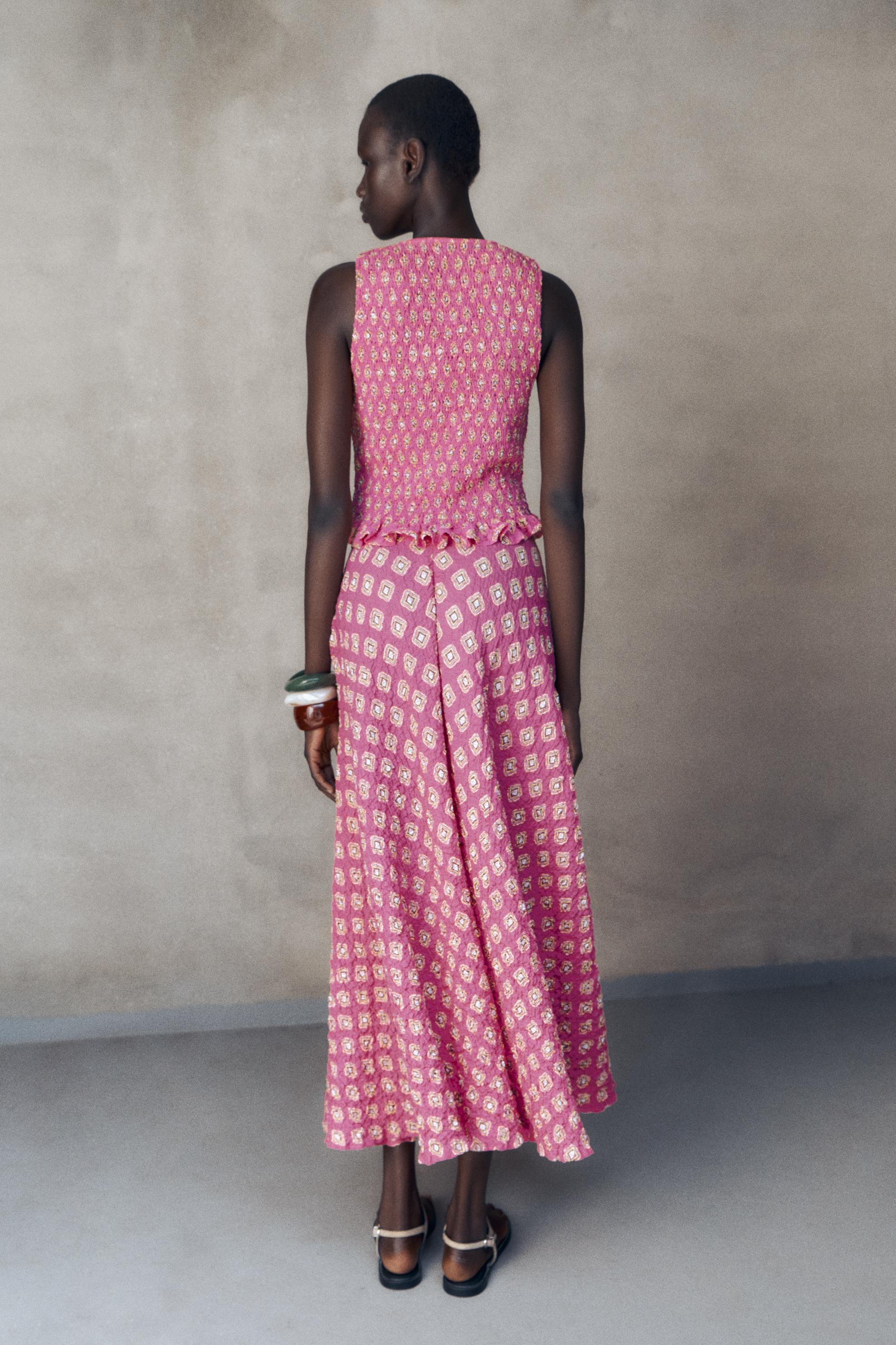 pink＊stileだよ！ 様確認用 SMOCKED PRINT TOP - Fuchsia | ZARA United States
