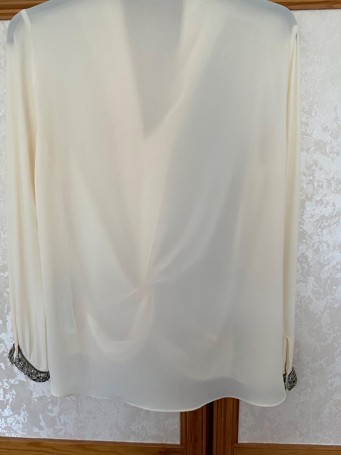 CREAM BLOUSE WITH DIAMANTE TRIM CUFF - Image 2