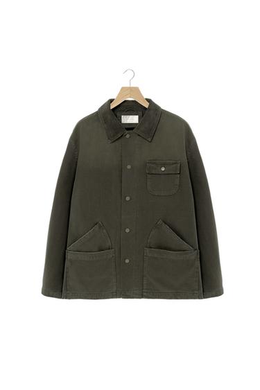 WASHED JACKET WITH COMBINED COLLAR - Dark bottle green by Zara