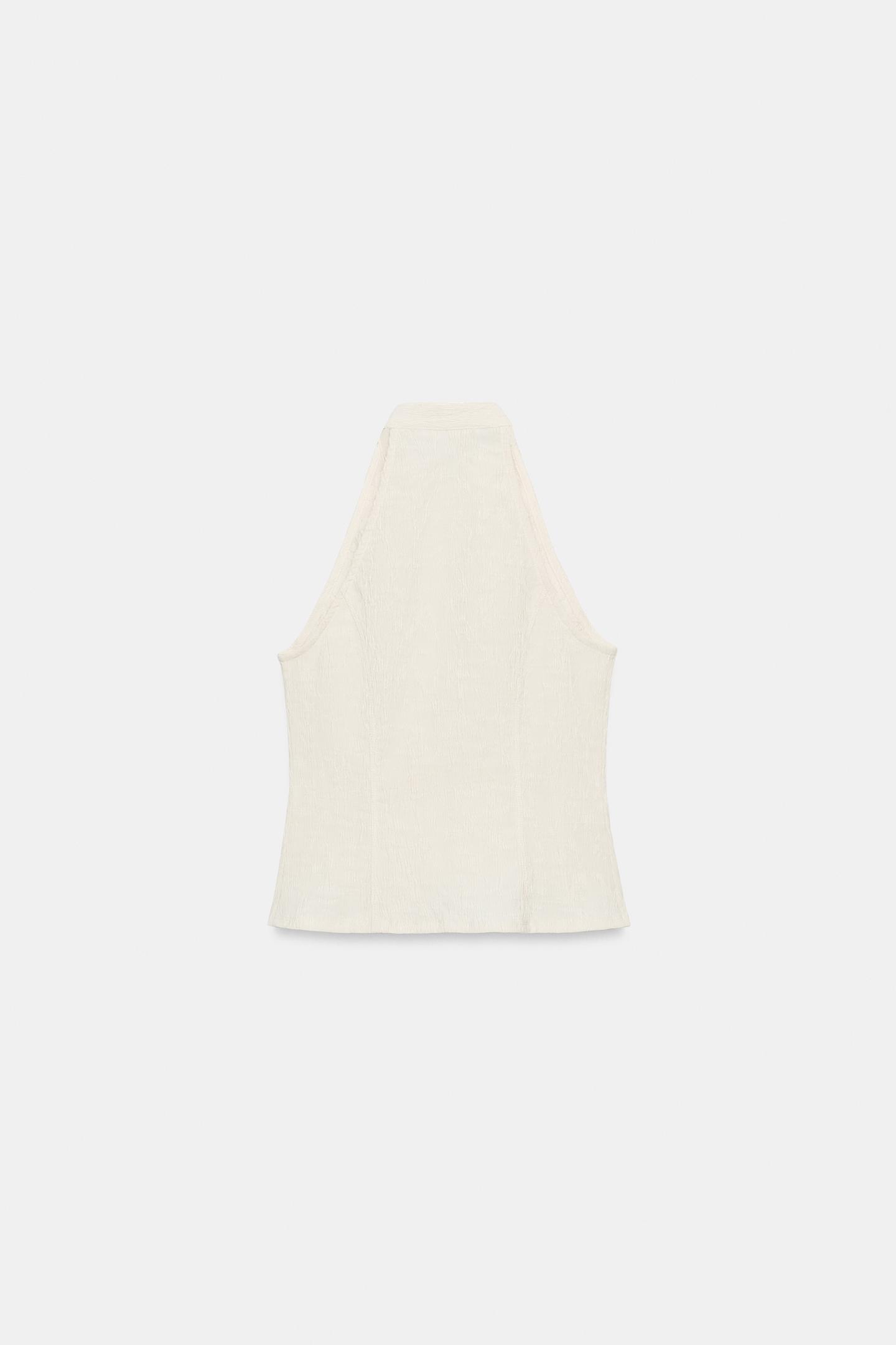 Женский жилет Zara Halter Neck Vest, цвет: Экрю — фото 7
