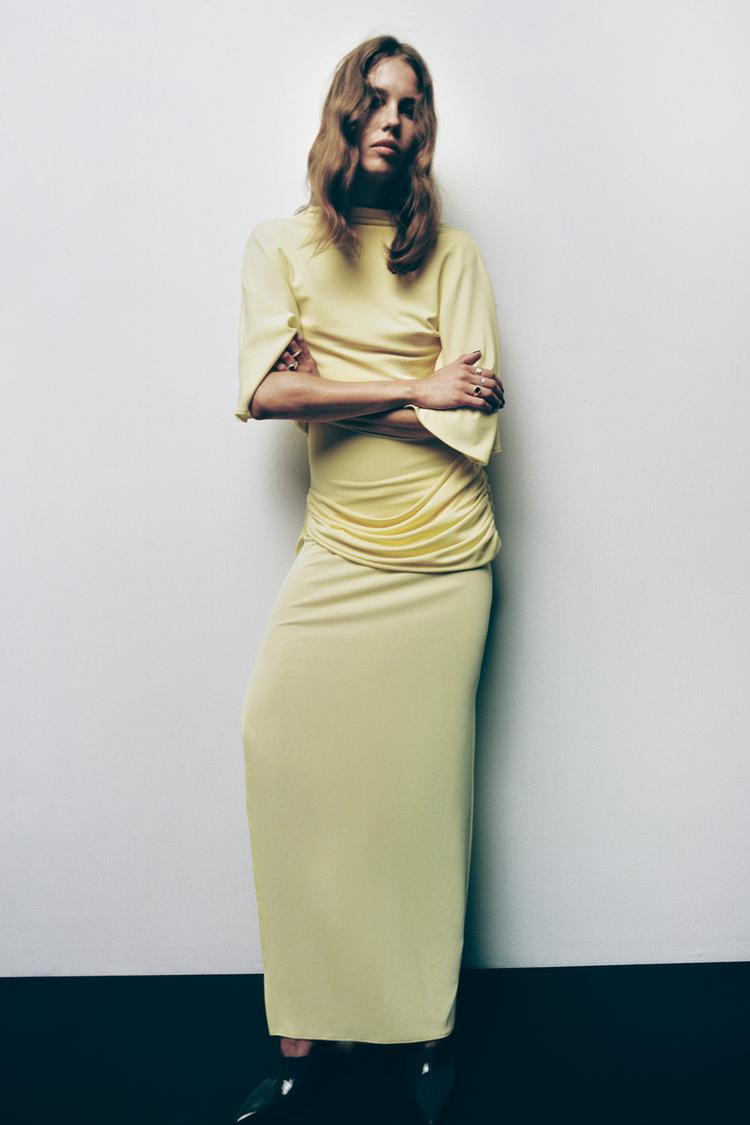 OPEN BACK CAPE MAXI DRESS Bright yellow ZARA Canada