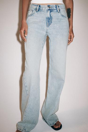 ZW COLLECTION RELAXED FIT LOW-RISE FLARE JEANS - Light blue by Zara
