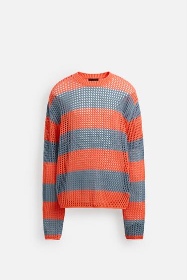OPEN KNIT TEXTURED SWEATER - Orange by Zara - Image 6