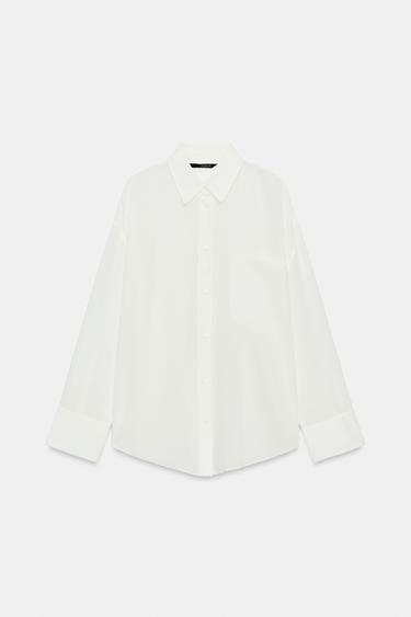 CAMISA OVERSIZE BOLSILLO - Blanco roto de Zara - Imagen 0