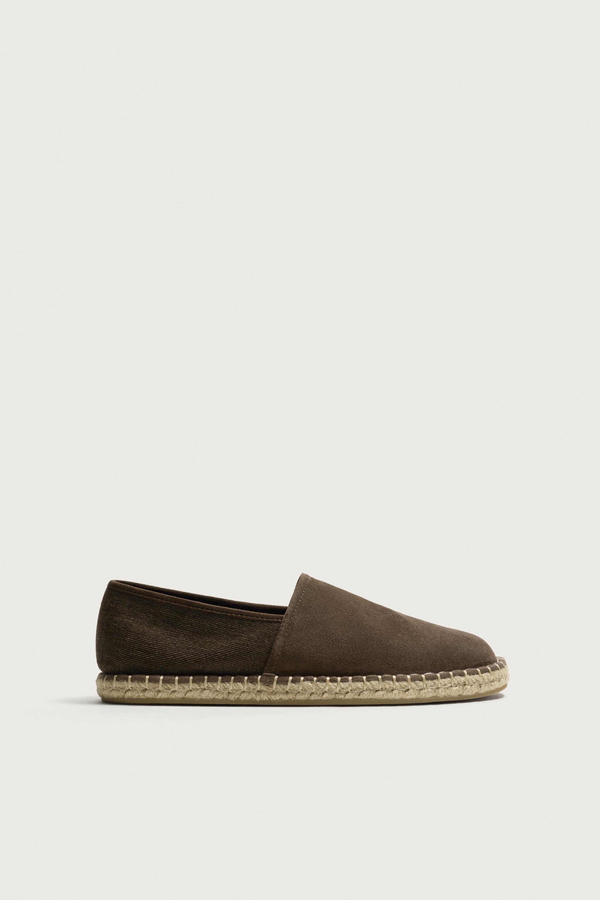 COMBINATION LEATHER ESPADRILLES — Chocolate