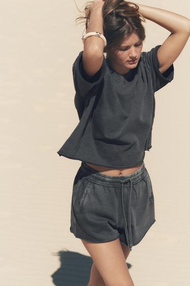 MOLETOM DE PLUSH COM EFEITO DE LAVAGEM - Cinza-escuro da Zara