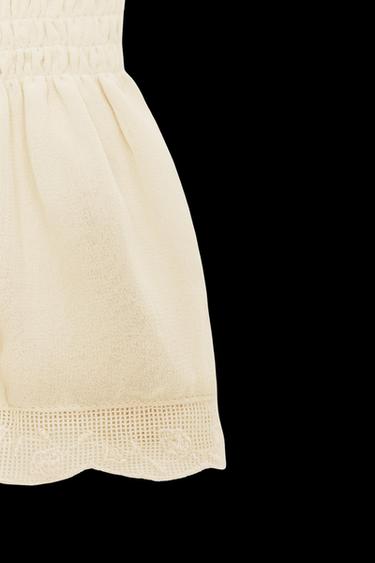 Zara SMOCKED COMBINATION TOP - Beige
