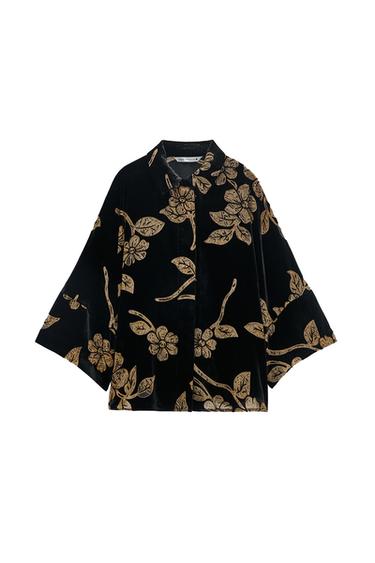 CONTRASTING VELVET SHIRT