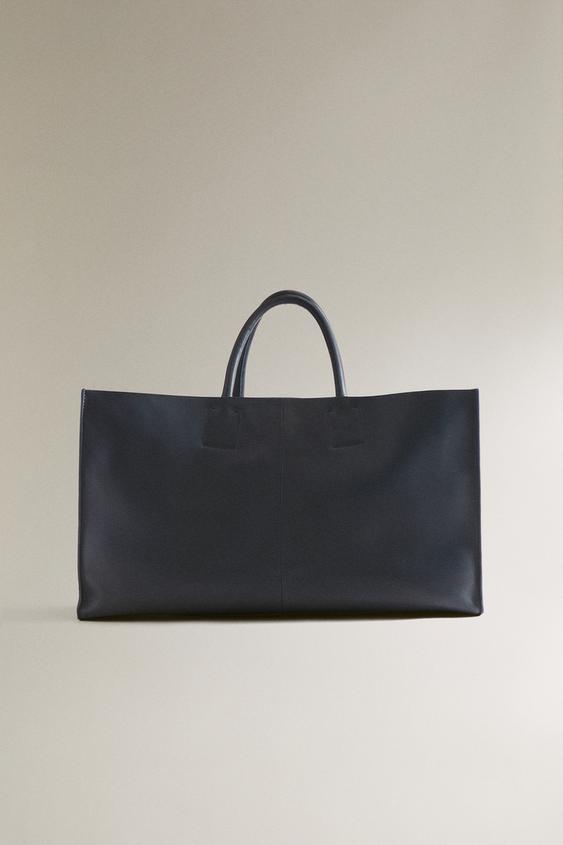 KOŽENÁ KABELKA SHOPPER - Námořnická modrá od Zara - Obrázek 0