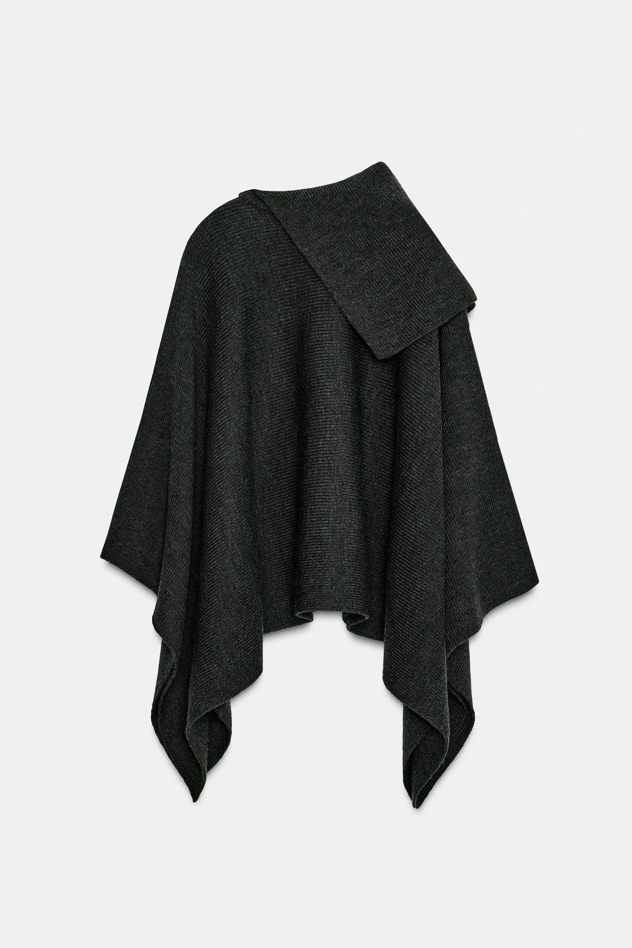 ASYMMETRIC NECK WOOL CAPE - Dark grey | ZARA South Africa
