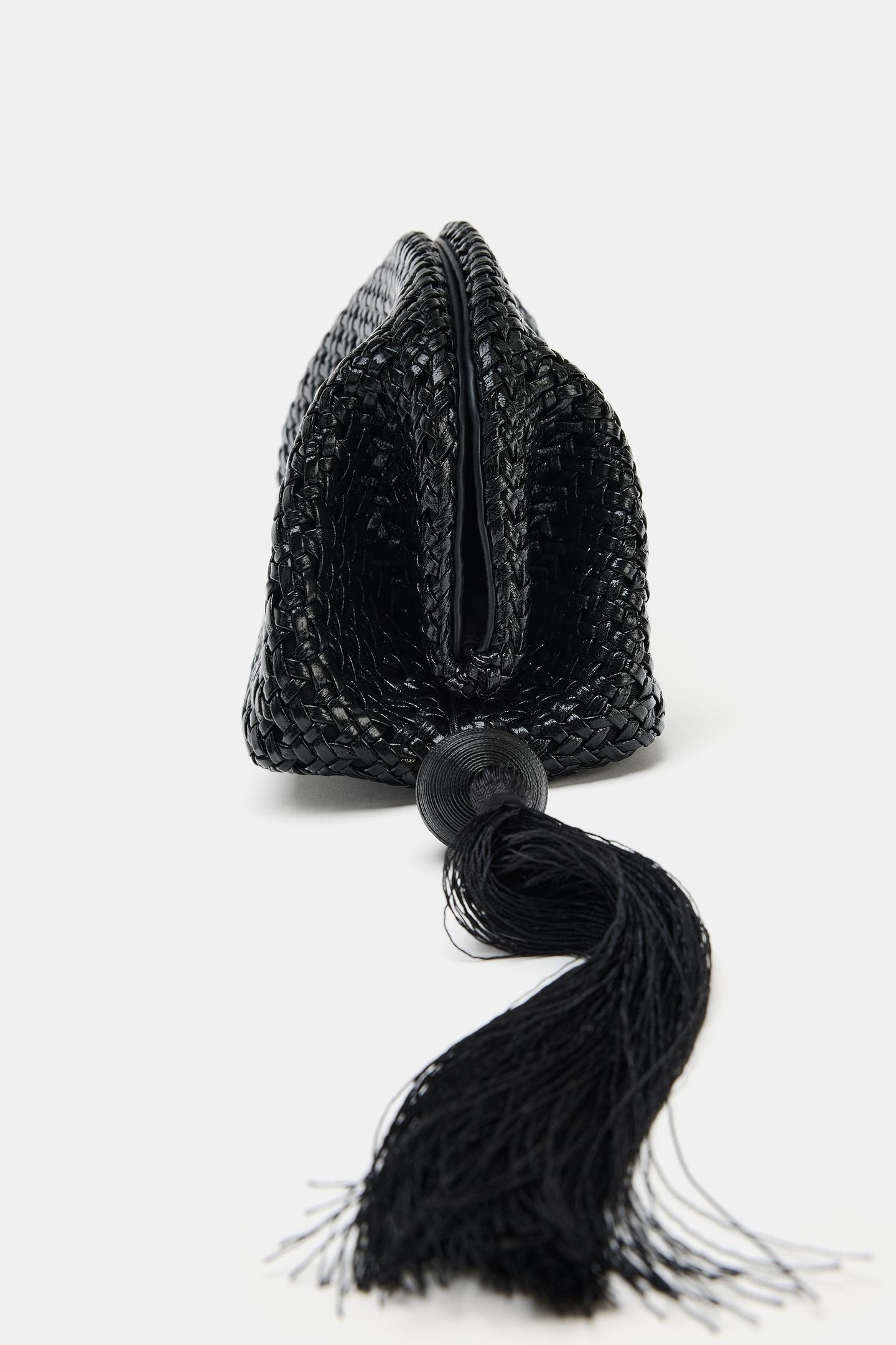 Женская сумка Zara Woven Pouch, цвет: Чёрный — фото 3