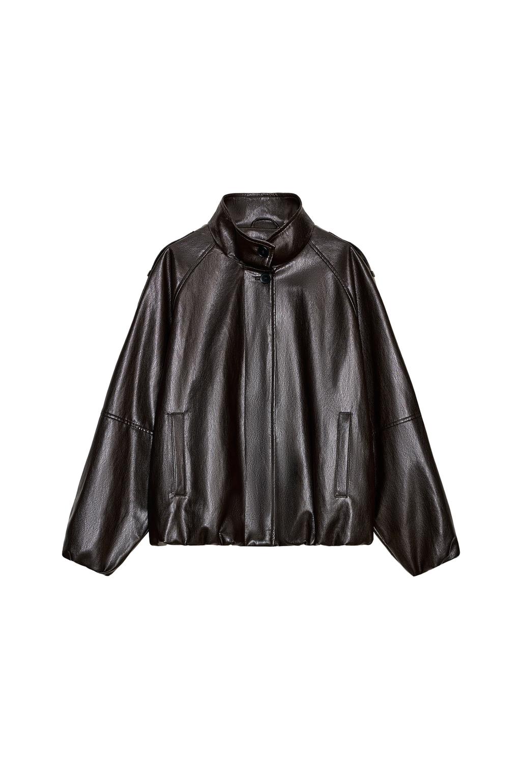 FAUX LEATHER HIGH COLLAR JACKET - image 3