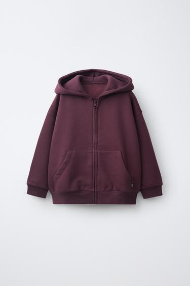 SUDADERA CREMALLERA CAPUCHA - Granate de Zara