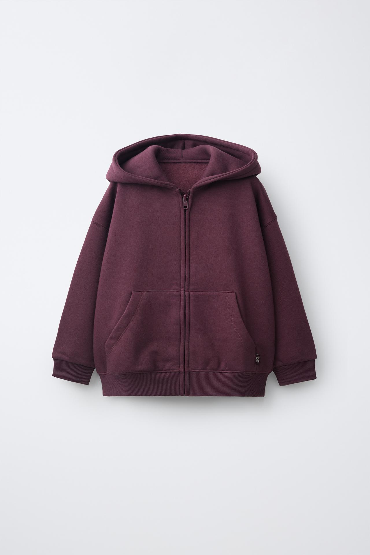 HOODED ZIP SWEATSHIRT — Maroon