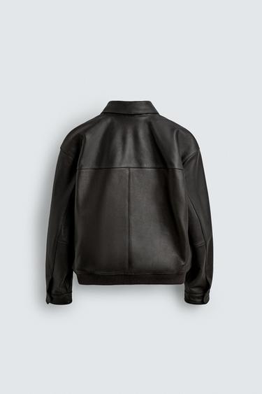 BLOUSON BOMBER EN CUIR AARON LEVINE X ZARA - Chocolat de Zara - Image 5