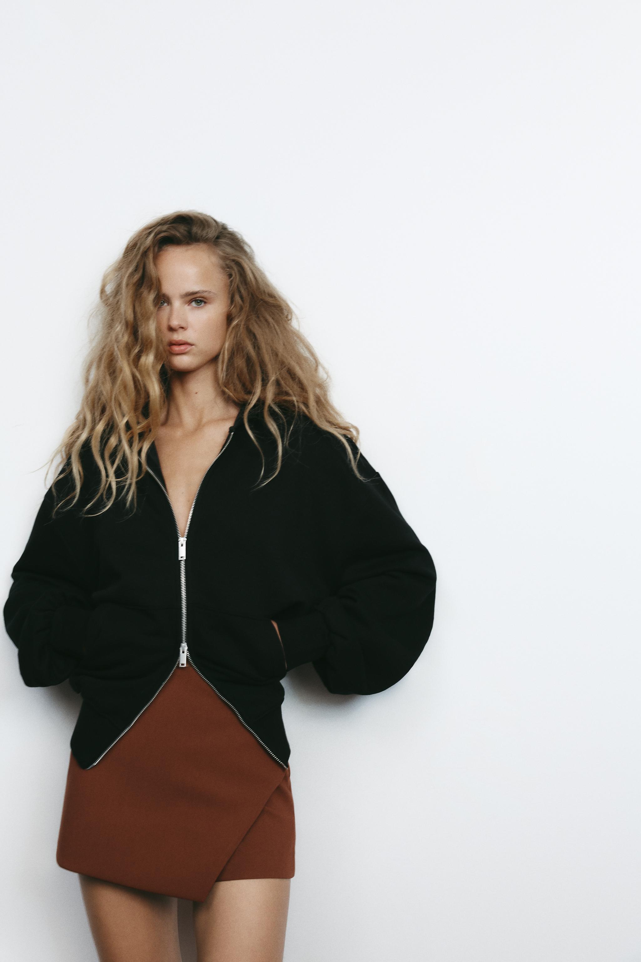 アシンメトリースコート - ブラック | ZARA Japan / 日本