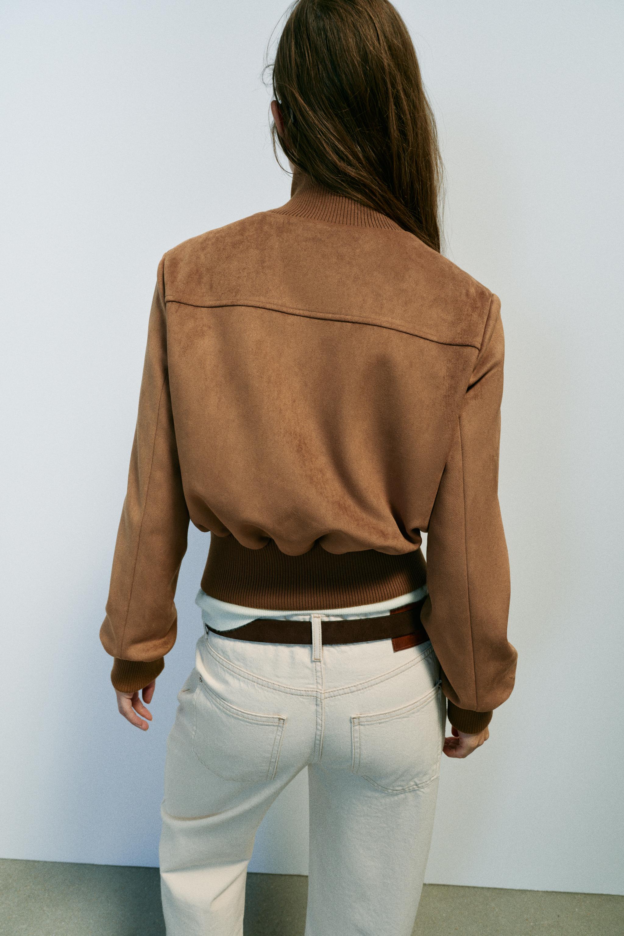 SUEDE-EFFECT BOMBER JACKET