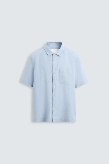 100% LINEN SHIRT - Sky blue by Zara