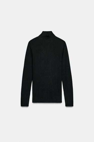 WOOL CROSSOVER HIGH NECK JUMPER - Black by Zara - Image 6