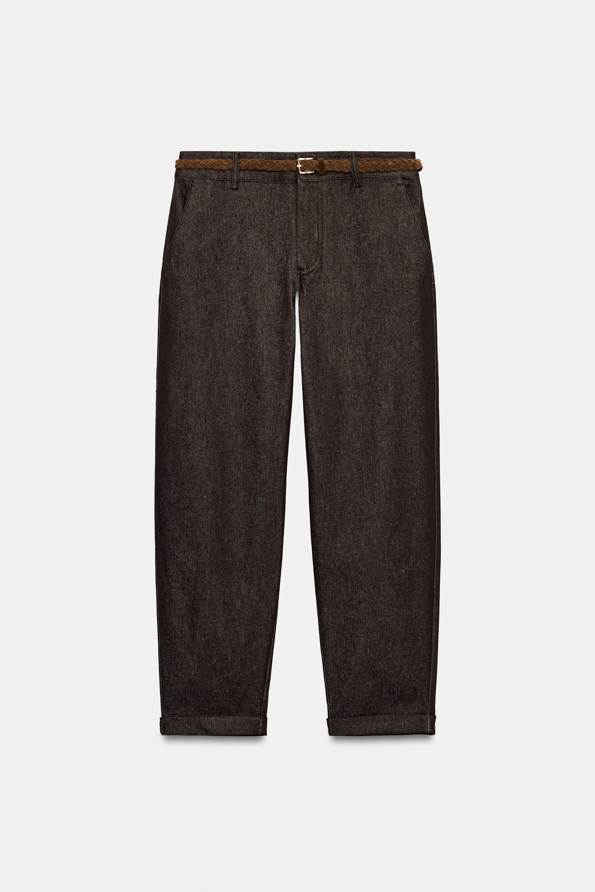 Zara ÖRGÜ KEMERLİ CHINO PANTOLON görsel 7