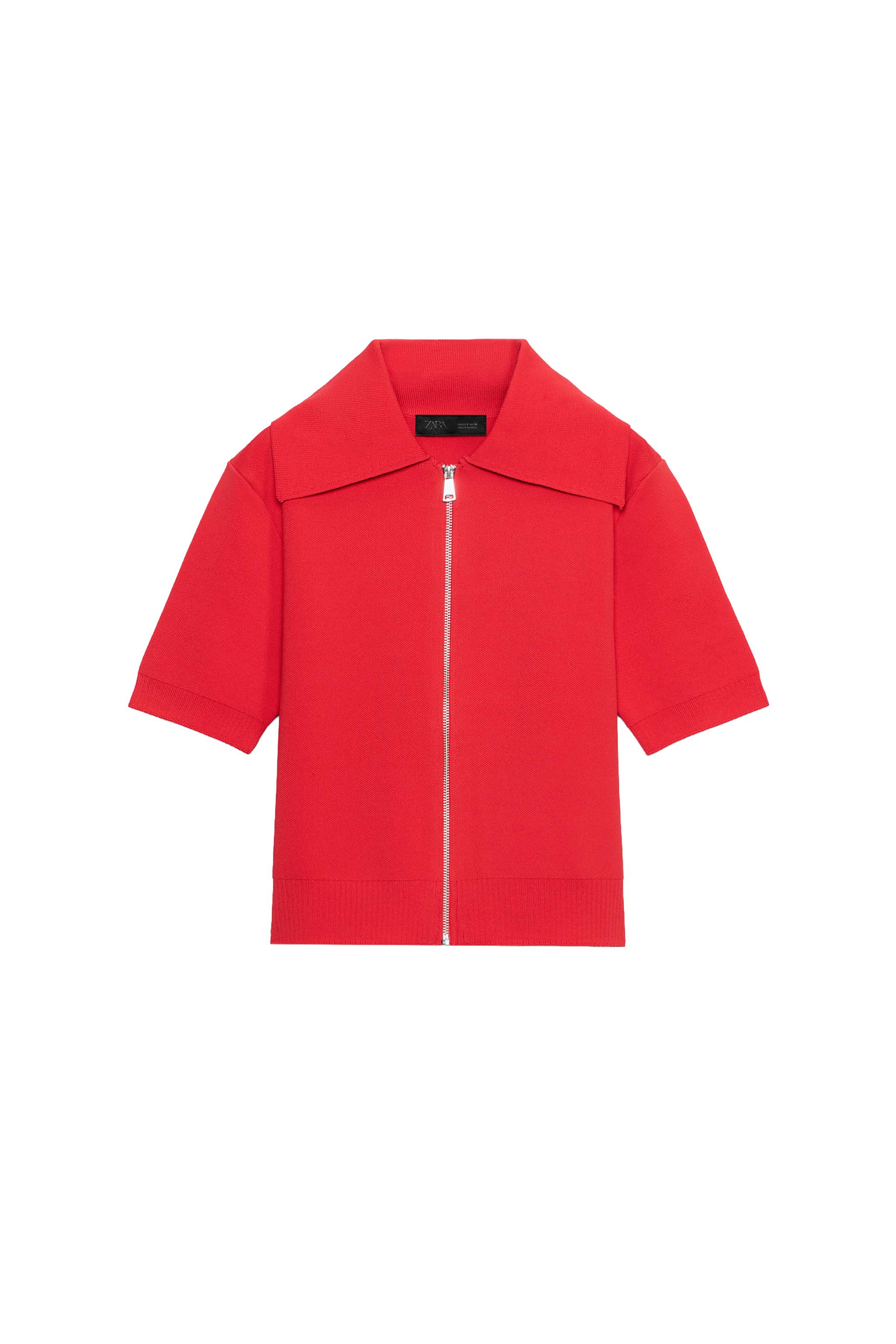 ZIP-UP KNIT CARDIGAN - Red | ZARA Canada