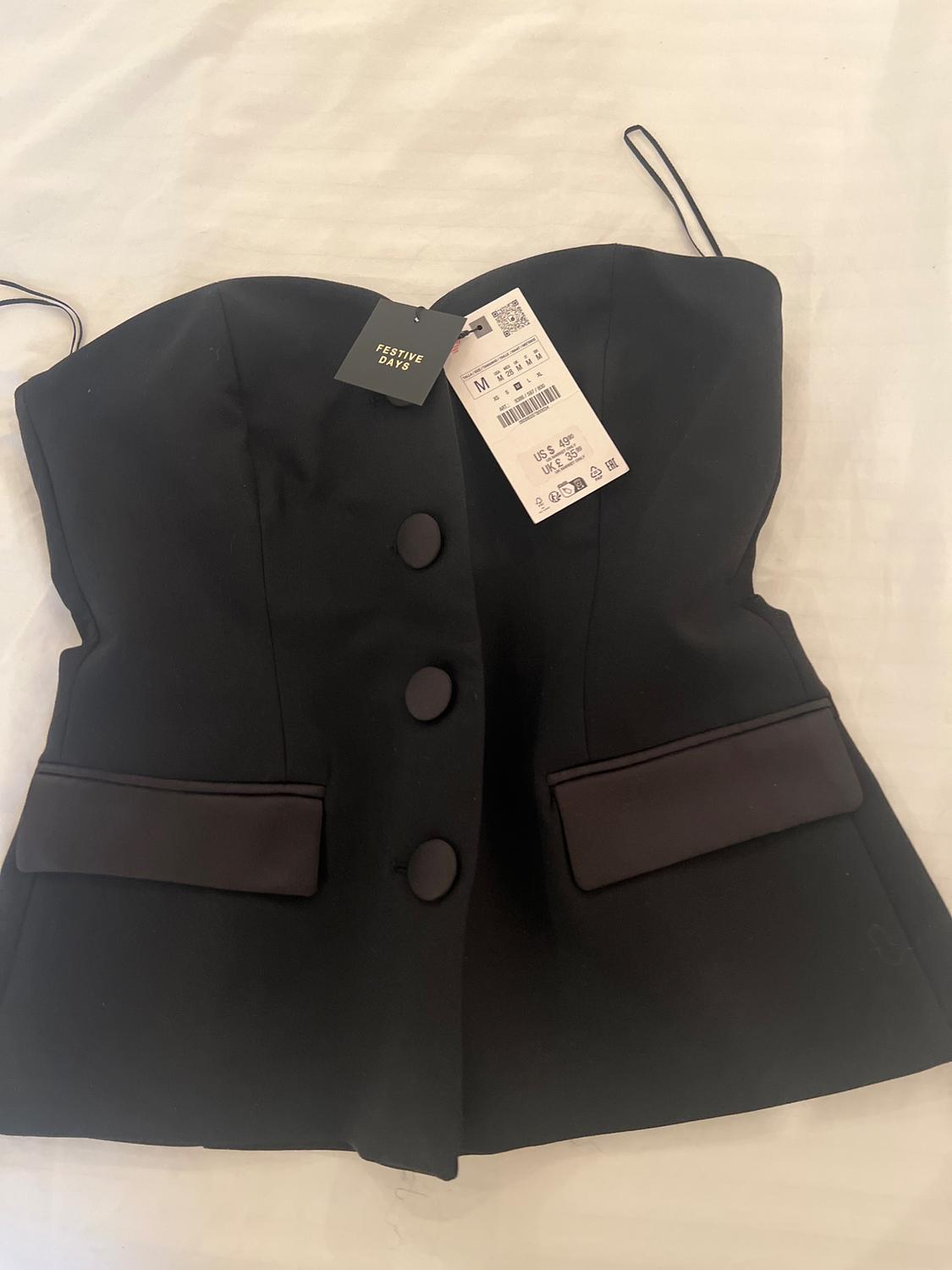 CONTRASTING SATIN SMOKING BUSTIER TOP - Image 4