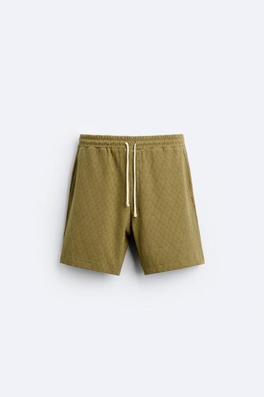 GEOMETRIC JACQUARD BERMUDA SHORTS - Light khaki by Zara