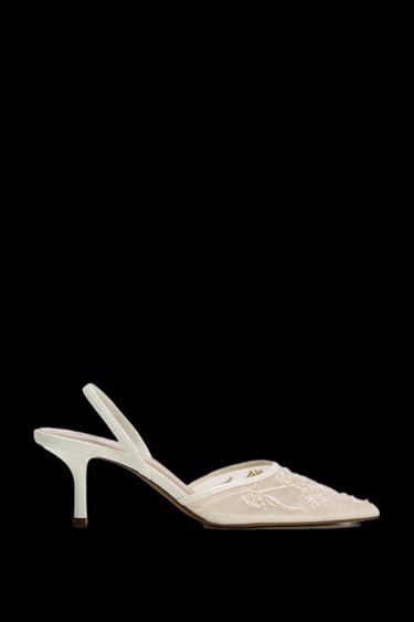 EMBROIDERED MESH SLINGBACKS - White by Zara - Image 0