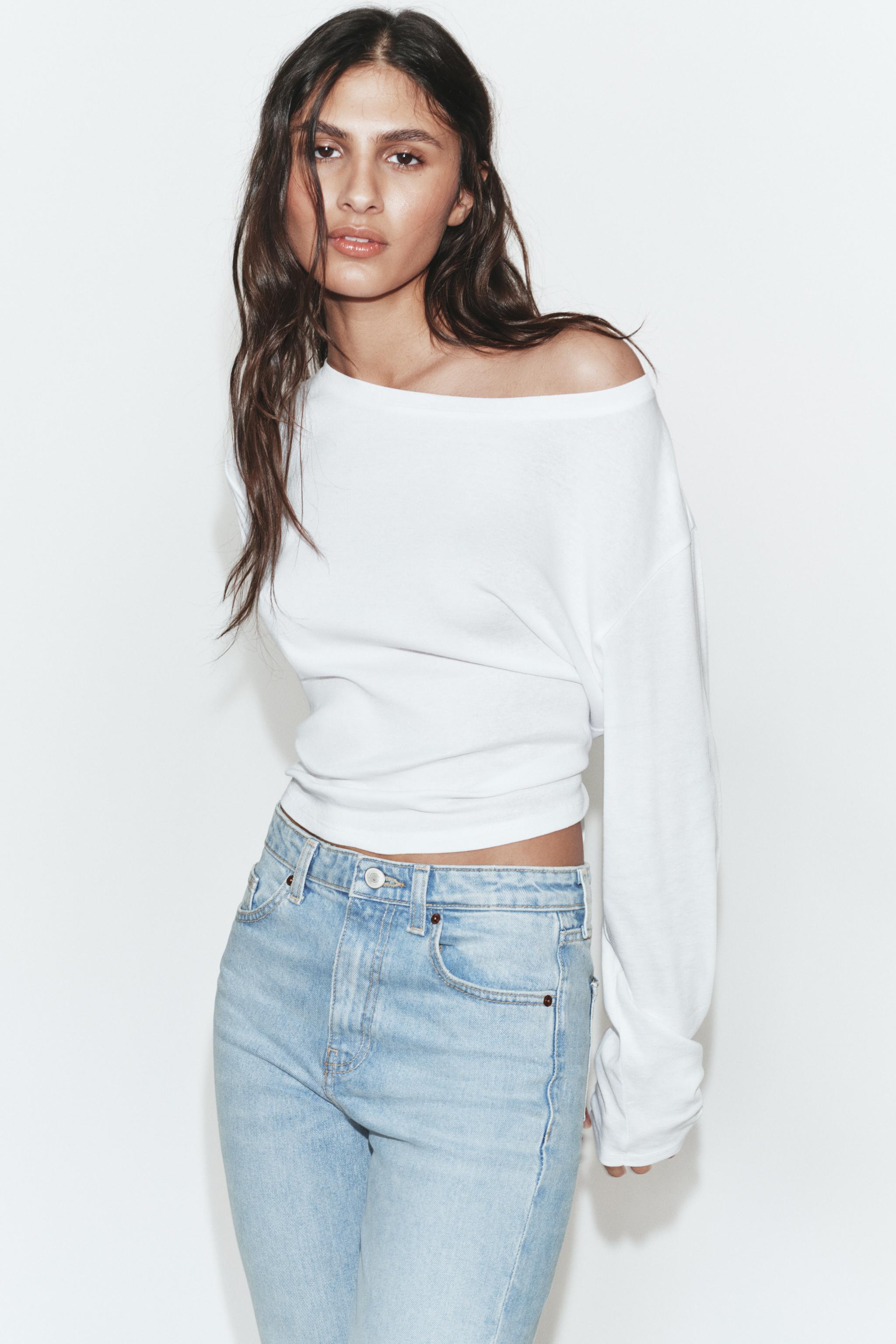 Женские джинсы Zara TRF HIGH-RISE CROPPED FLARE JEANS — фото 3