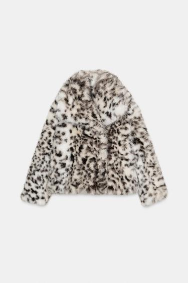 Zara ANIMAL PRINT FAUX FUR JACKET ZW COLLECTION - Leopard