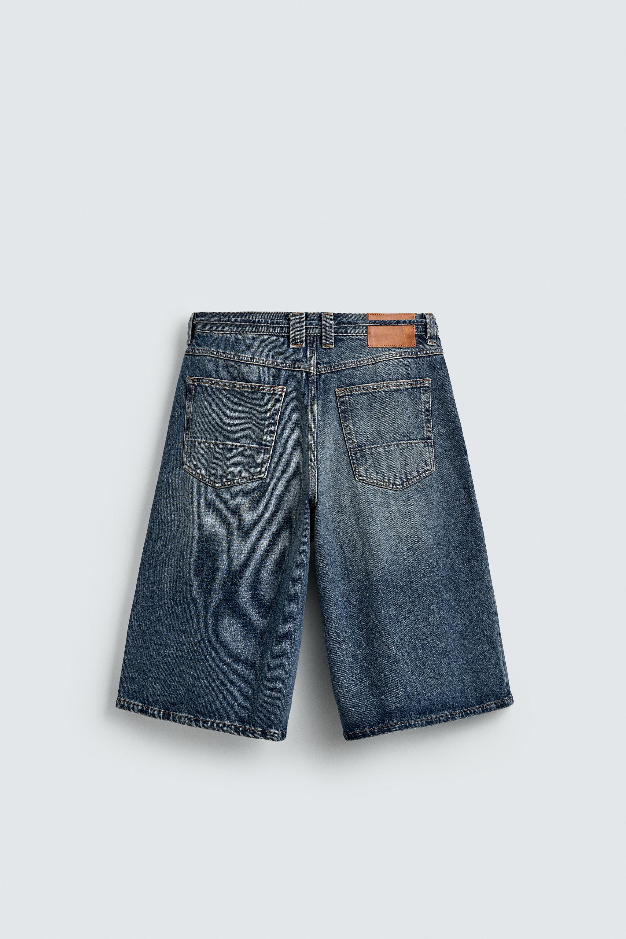 BAGGY FIT DENIM JORTS - Blue | ZARA United States