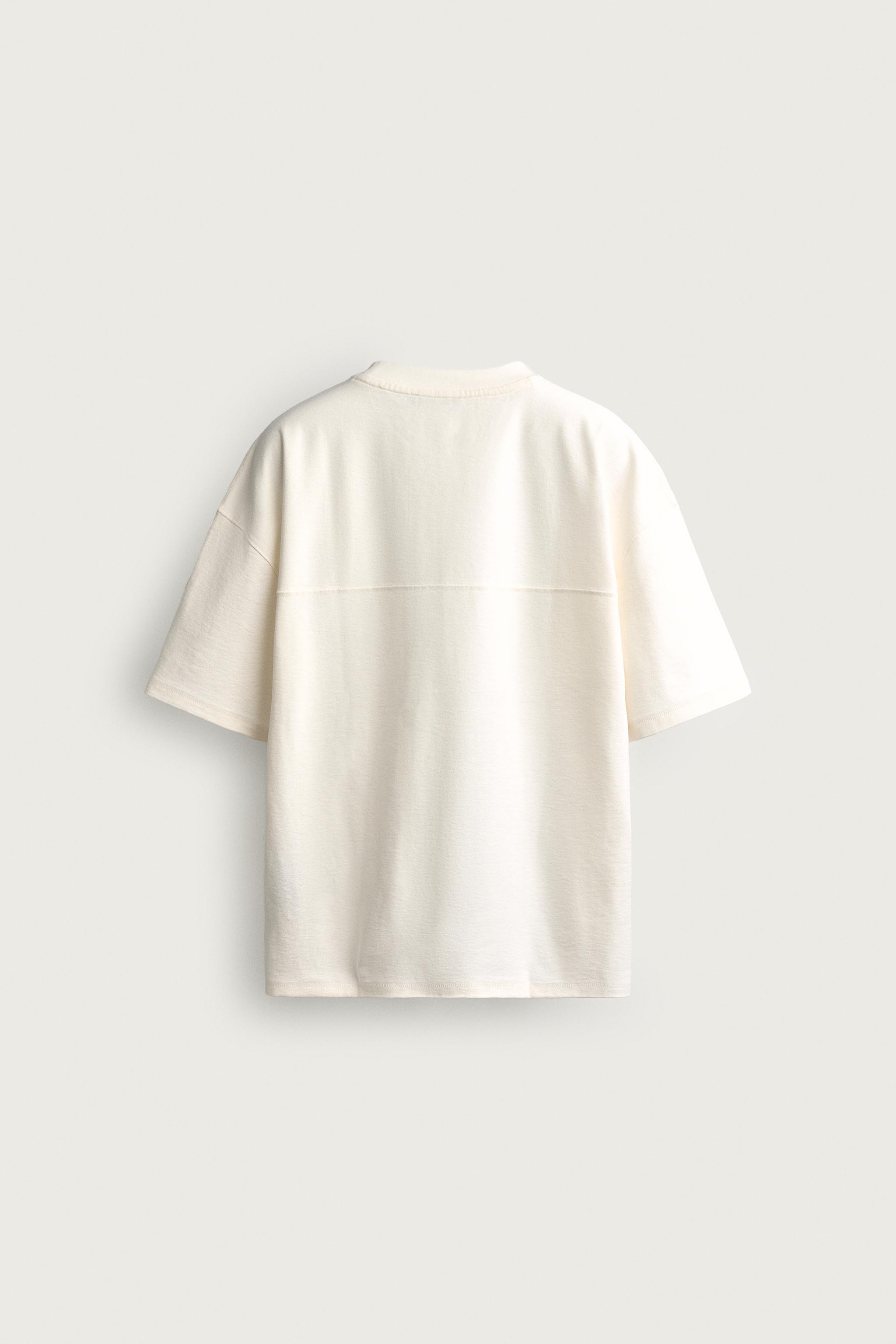 Zara RELAXED FIT DİKİŞLİ T-SHIRT görsel 6